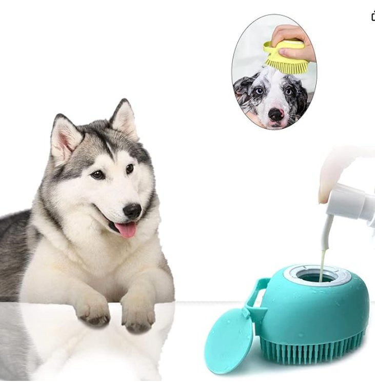 1 pack (3 unidades) Cepillo Masajeador con Dispensador de Shampoo "BañoFeliz"