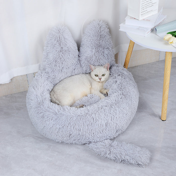 Round Cat House All Season Long Plush Cat Bed