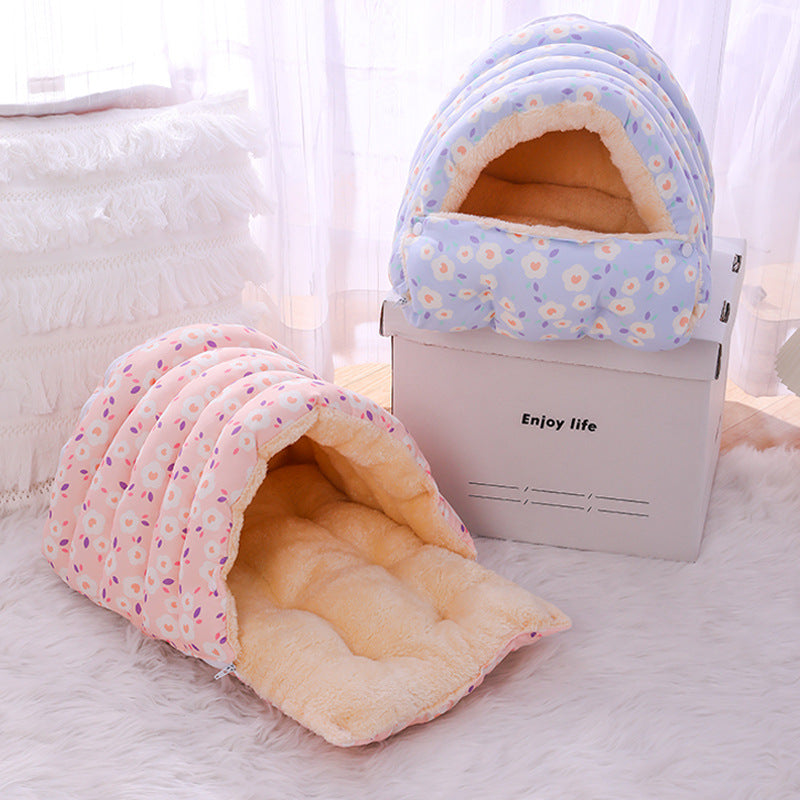 Winter Cat Bed with Sleeping Bag