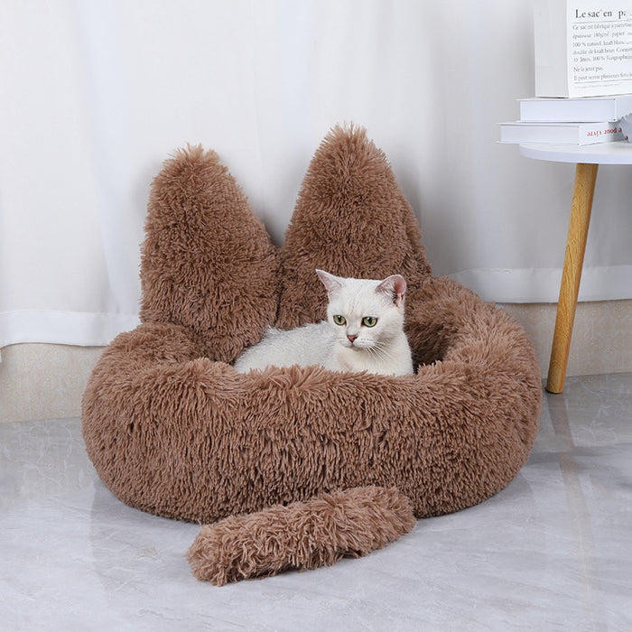 Round Cat House All Season Long Plush Cat Bed