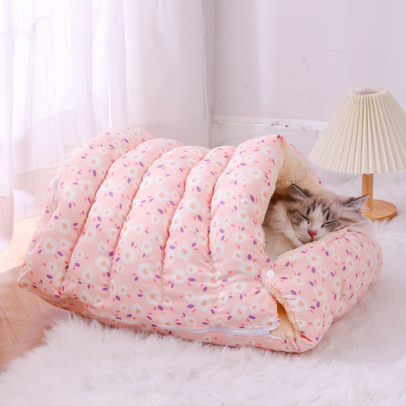 Winter Cat Bed with Sleeping Bag
