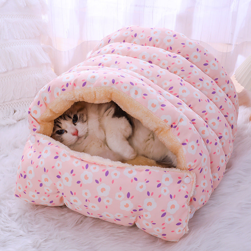 Winter Cat Bed with Sleeping Bag