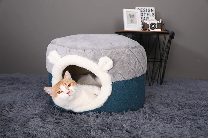 HOOPET Soft Plush Cat Bed House - Winter Warm Kennel for Cats & Small Dogs