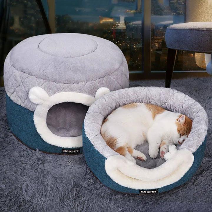 HOOPET Soft Plush Cat Bed House - Winter Warm Kennel for Cats & Small Dogs