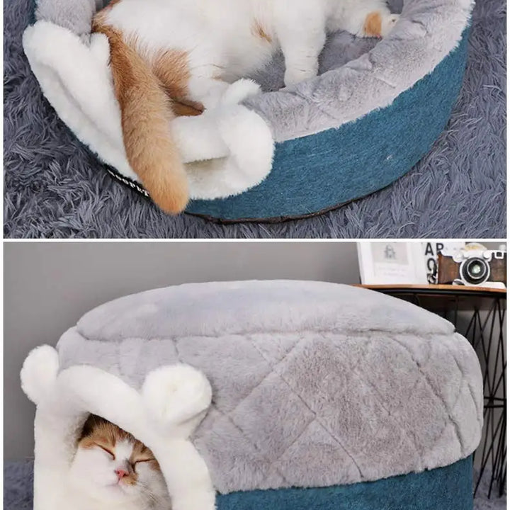 HOOPET Soft Plush Cat Bed House - Winter Warm Kennel for Cats & Small Dogs