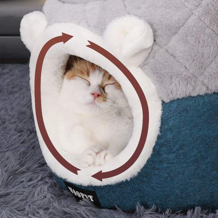 HOOPET Soft Plush Cat Bed House - Winter Warm Kennel for Cats & Small Dogs