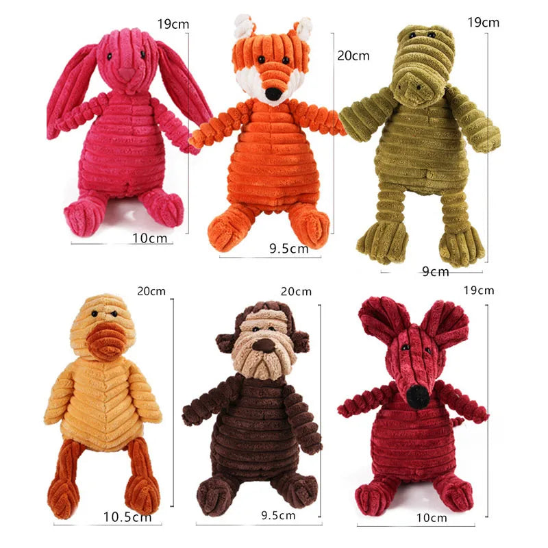 Corduroy Squeaky Dog Plush Toy