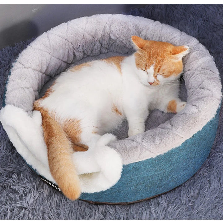 HOOPET Soft Plush Cat Bed House - Winter Warm Kennel for Cats & Small Dogs