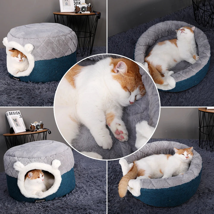 HOOPET Soft Plush Cat Bed House - Winter Warm Kennel for Cats & Small Dogs