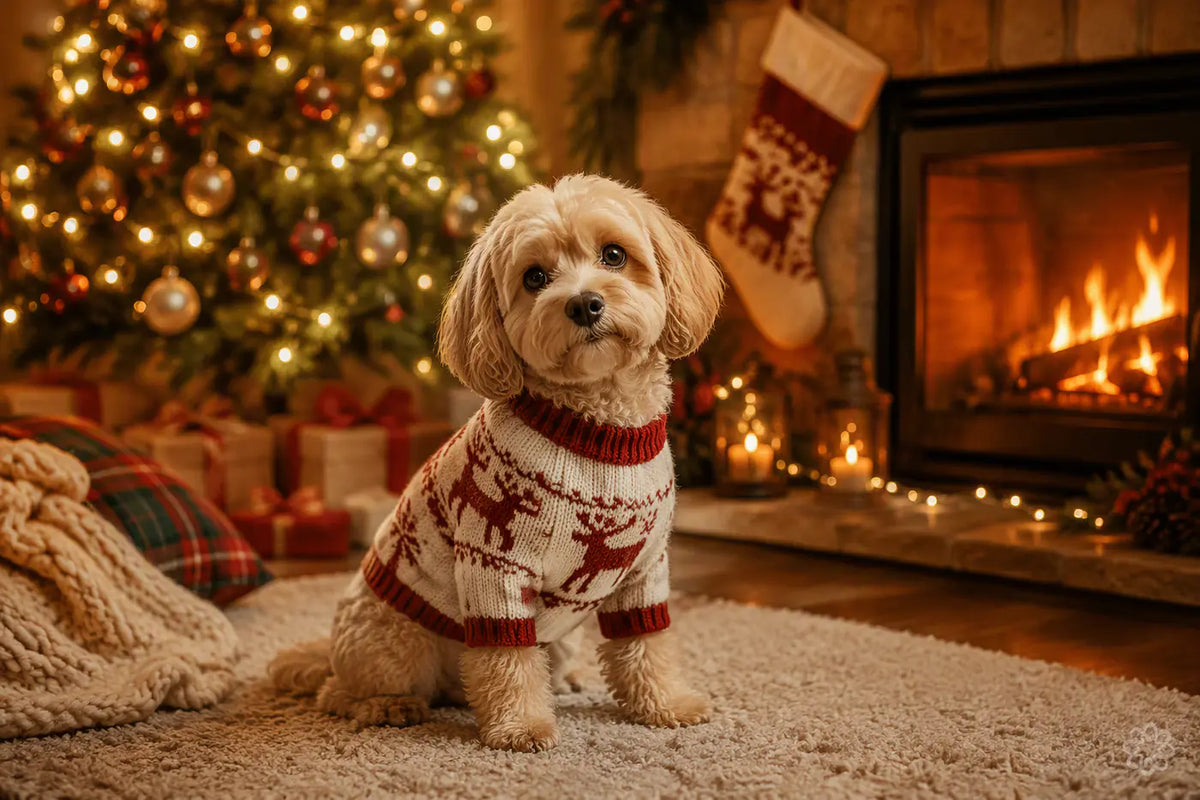 Dog wearing a holiday outfit