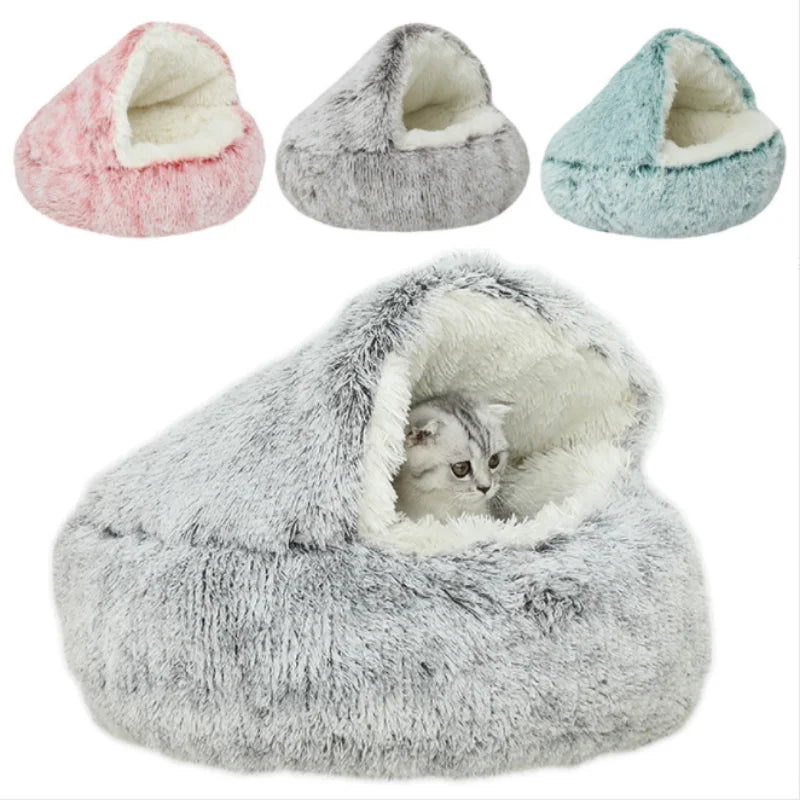 Plush Cat Round Bed - Moment Pets