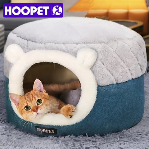 HOOPET Soft Plush Cat Bed House - Winter Warm Kennel for Cats & Small Dogs