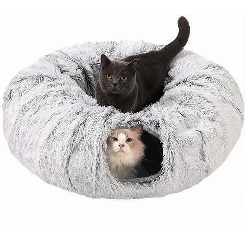 Cozy Plush Cat Tunnel Bed