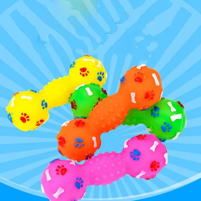 Plastic Squeaky Dumbbell Dog Toy