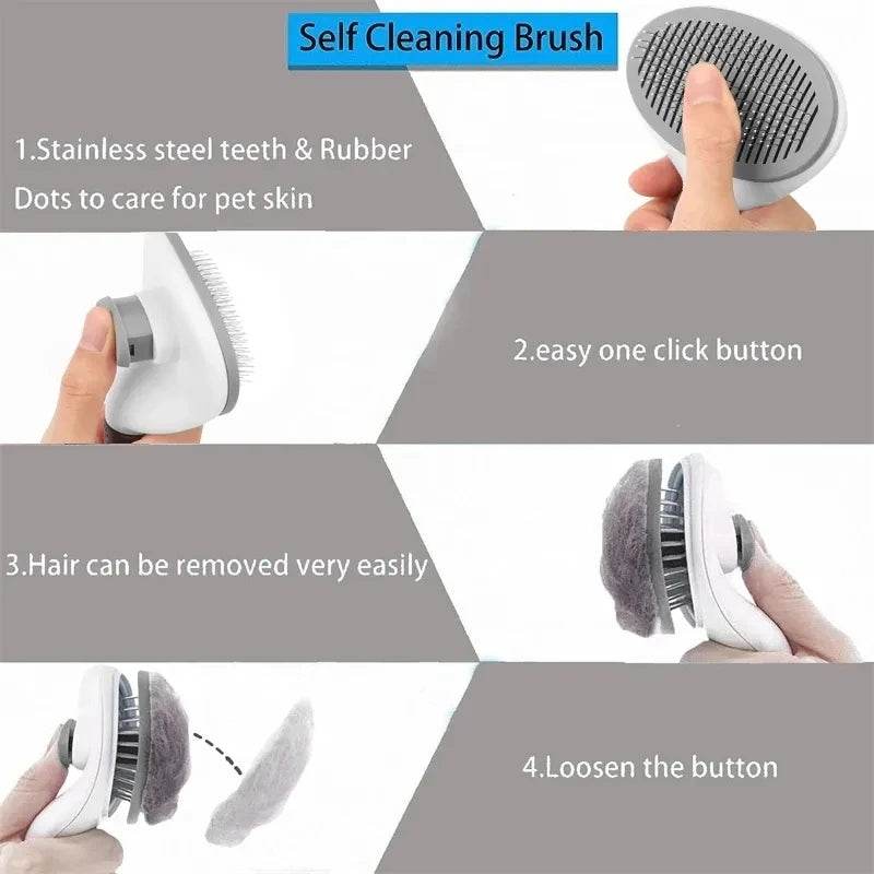Self-Cleaning Pet Grooming Brush - Moment Pets