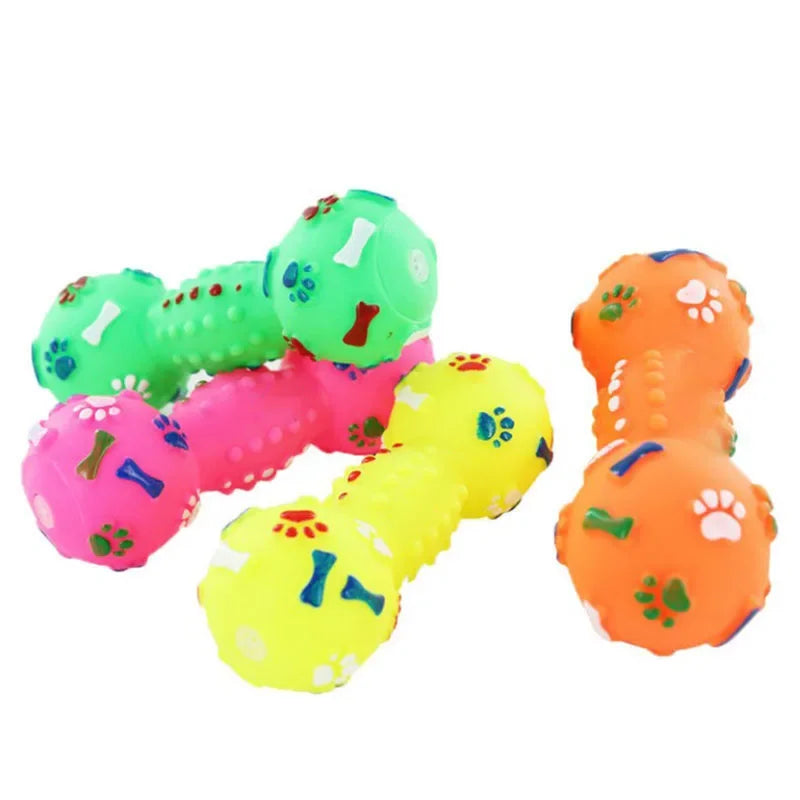Plastic Squeaky Dumbbell Dog Toy