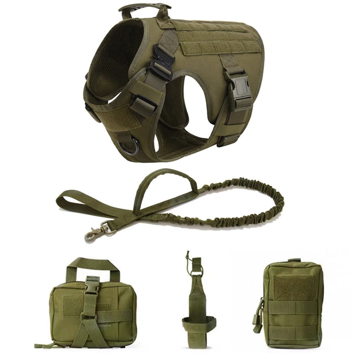 Tactical Military Dog Harness with Leash Set - Professional Training Vest for Large Breeds