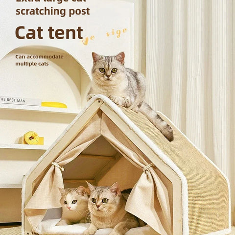 Cozy Cabin Cat House & Scratch Lodge