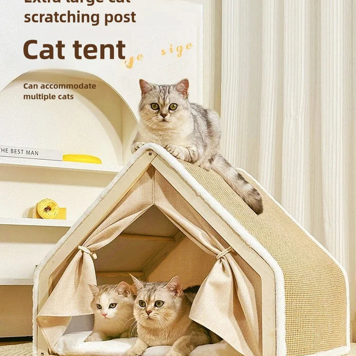 Cozy Cabin Cat House & Scratch Lodge