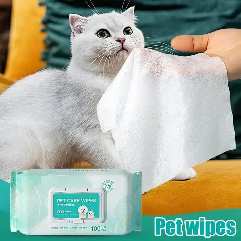 100-Pack Gentle Pet Cleaning Wipes