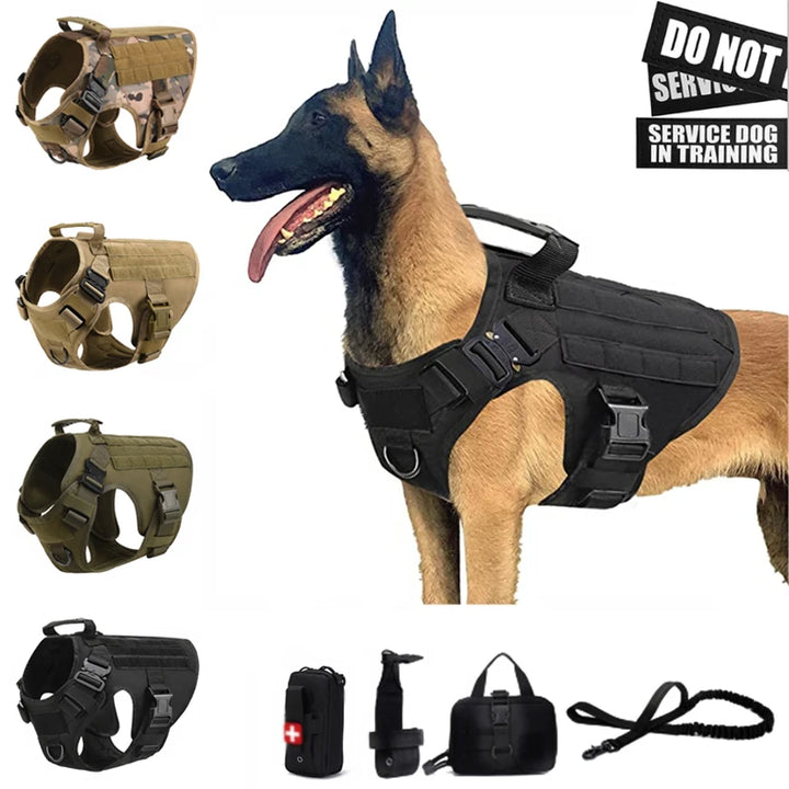 Tactical Military Dog Harness with Leash Set - Professional Training Vest for Large Breeds