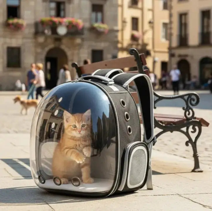 Mochila Transportadora Transparente "ViajeSeguro" para mascotas | Paseo y Seguridad - Envío gratis Chile